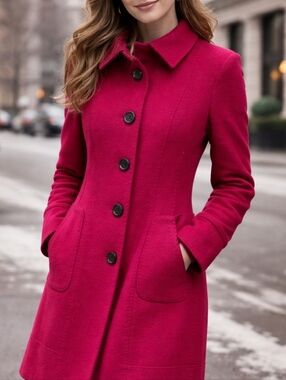 Elie Tahari WT Women's Bold Red Warm Tailored Wool Coat •Size 14• MSRP $475.50